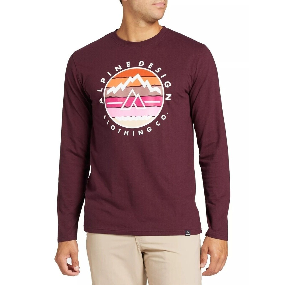 NEW Alpine Design Men's Long Sleeve Graphic T-Shirt Size Medium Mountains